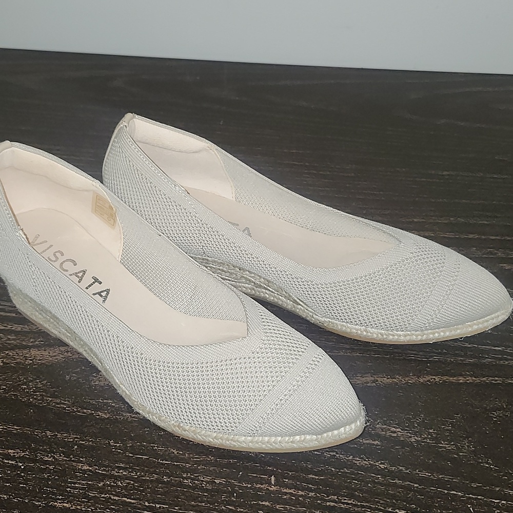 Viscata Women's Cream Knit Espadrille Wedges - Slip-On Comfort
